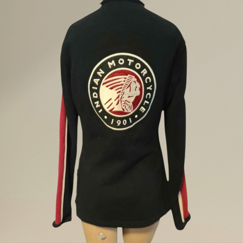 Womens Indian Motorcycle Black Jacket with Red Accents